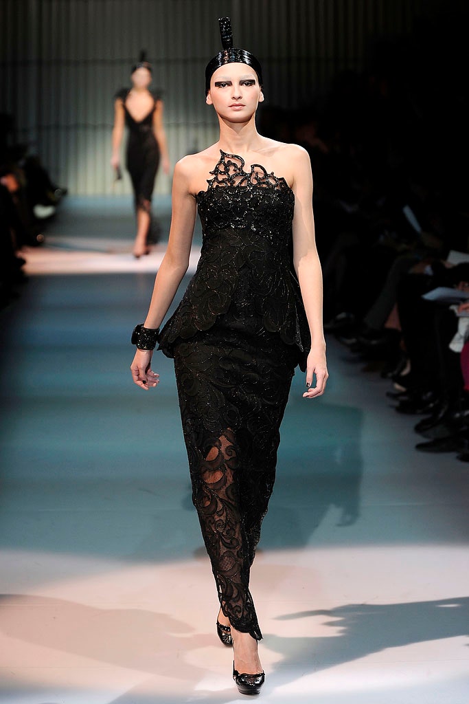 black lace fitted gown