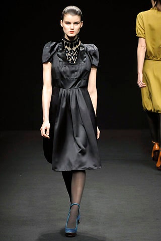 black silk fitted dress