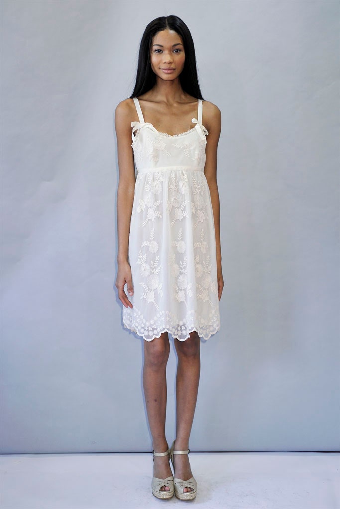 white embroidered short dress