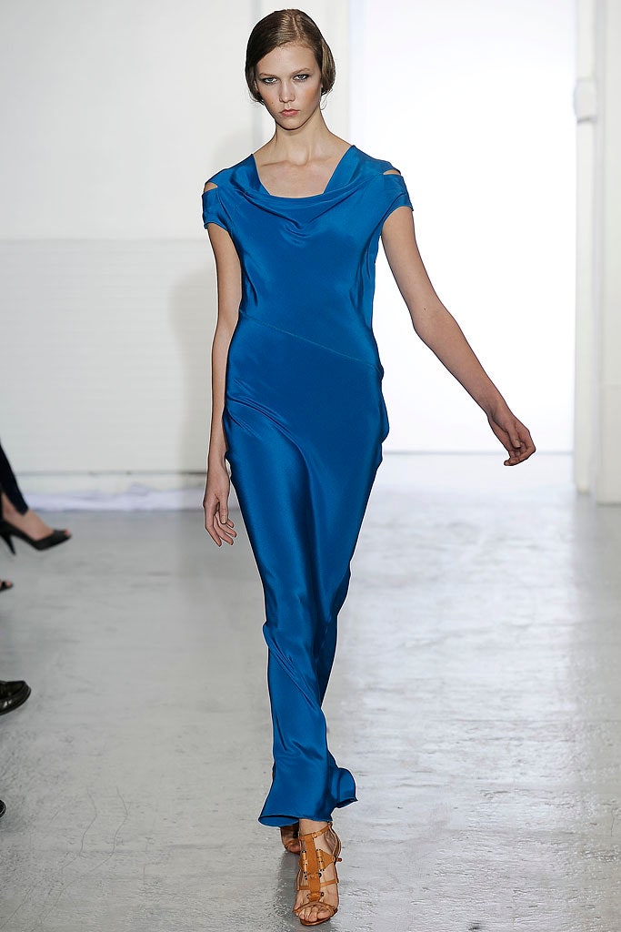 blue silk fitted dress