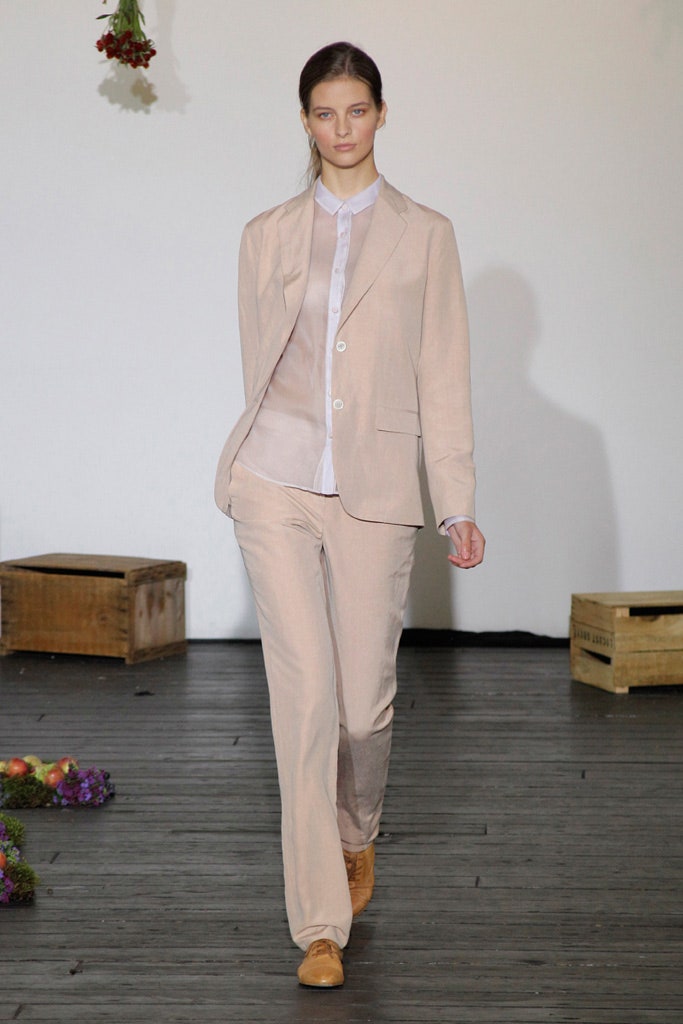 beige tailored suit