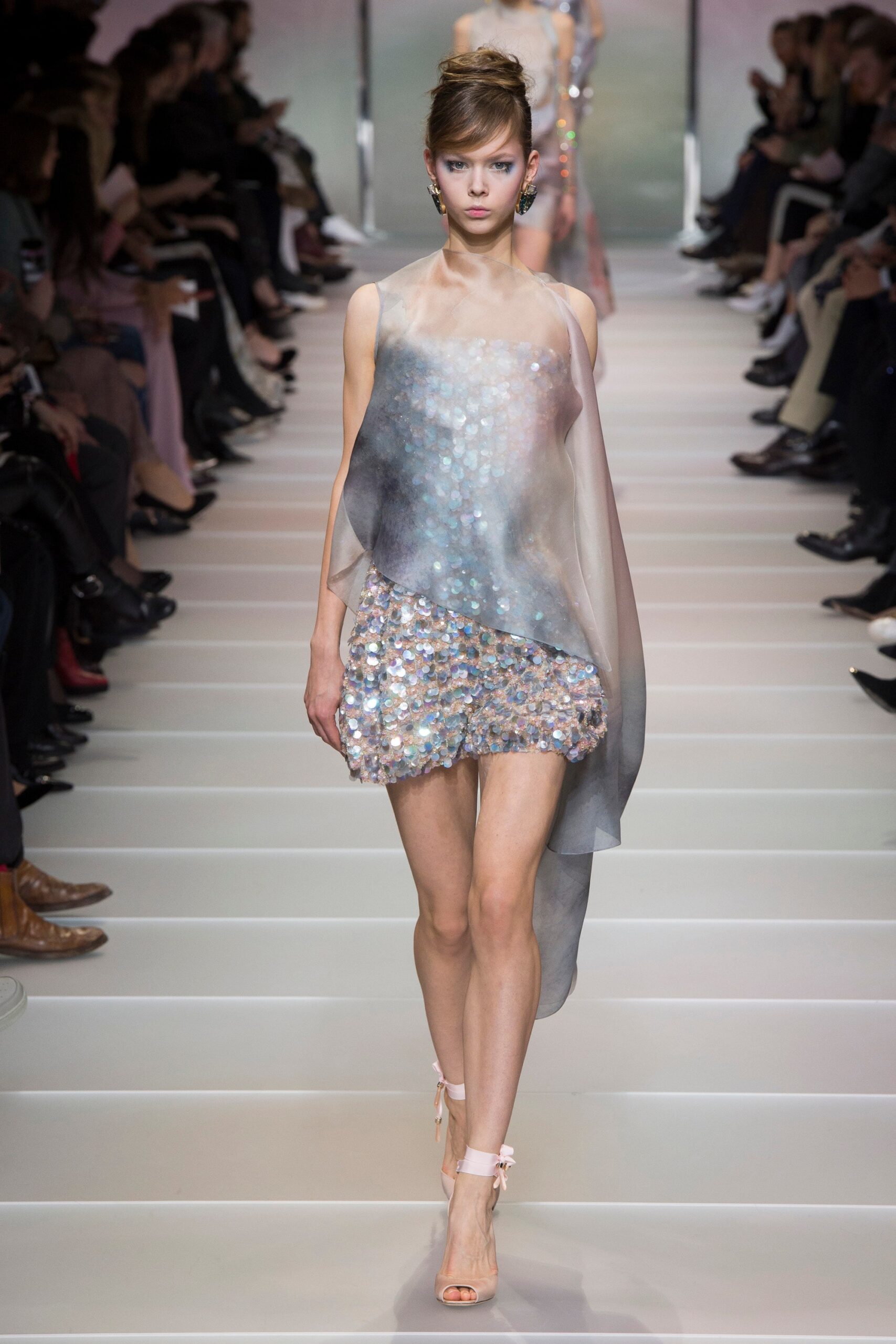 gray blue embellished mini dress