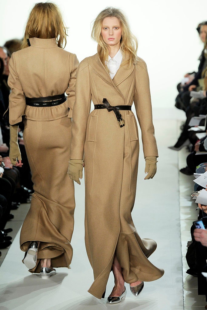 beige belted wool coat