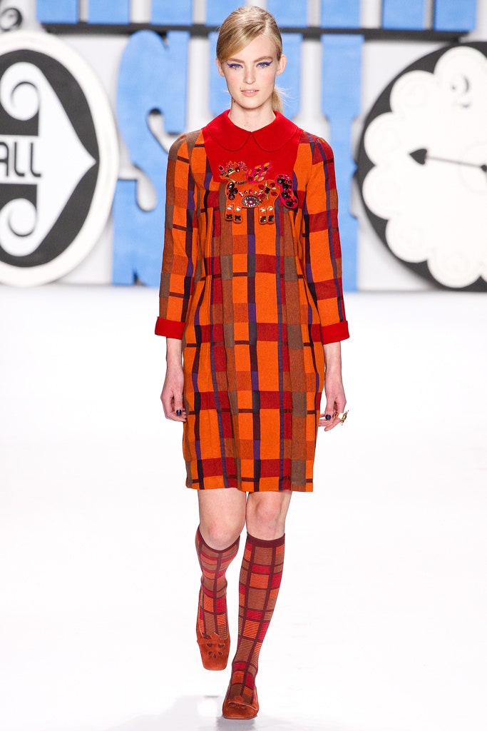checked orange and red dress