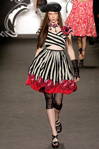 striped mini dress with roses