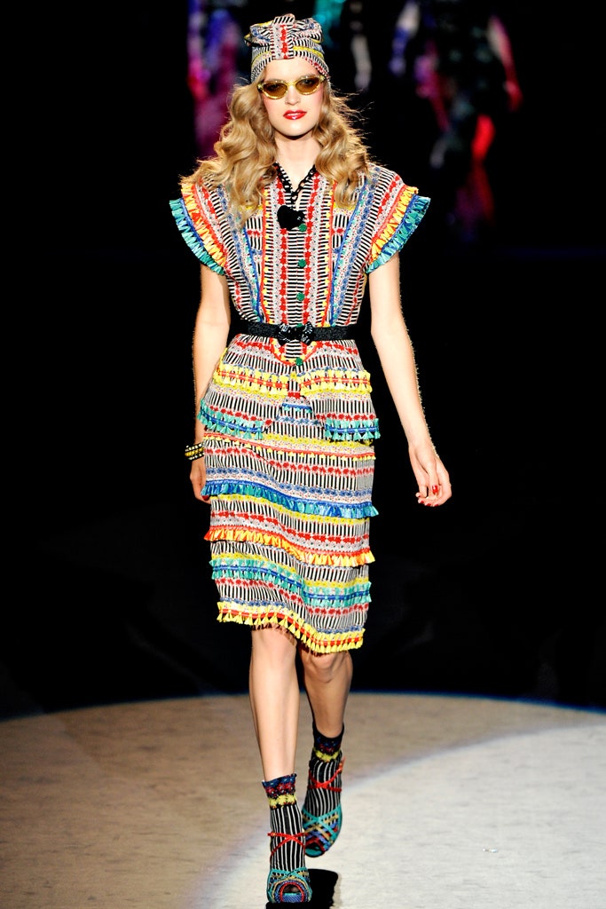 multi-colored pleated midi dress
