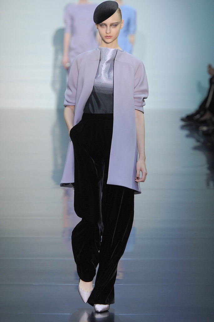 lavender silk long-sleeve collared fitted layered jacket