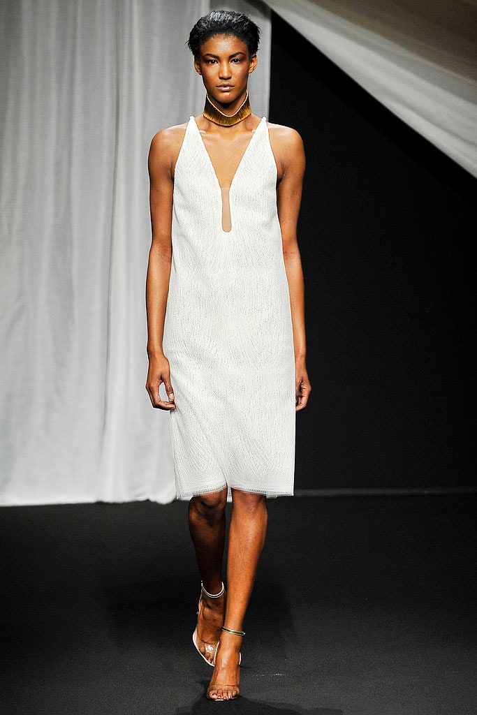 fitted white silk dress