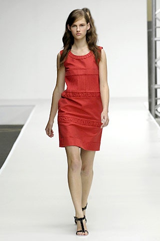 fitted red pleated mini dress