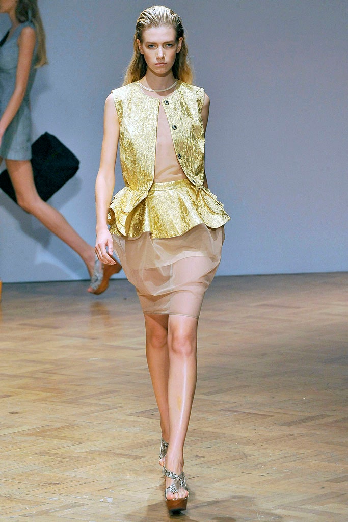 beige gold sleeveless peplum dress