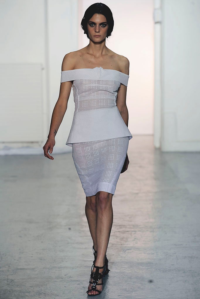white fitted off-shoulder dress