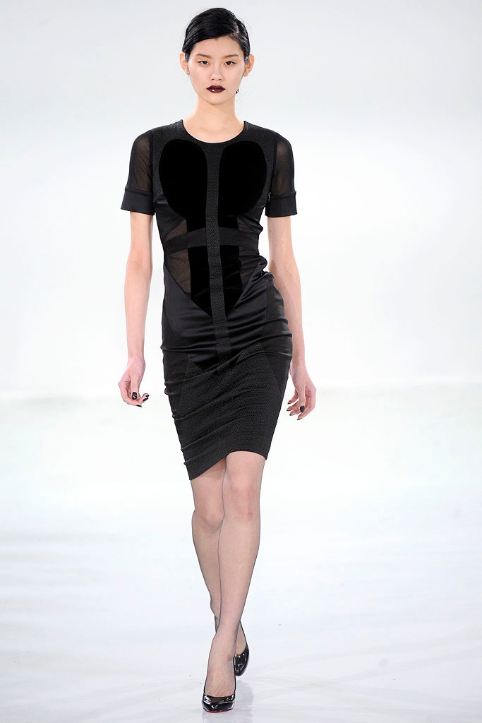 black fitted midi dress