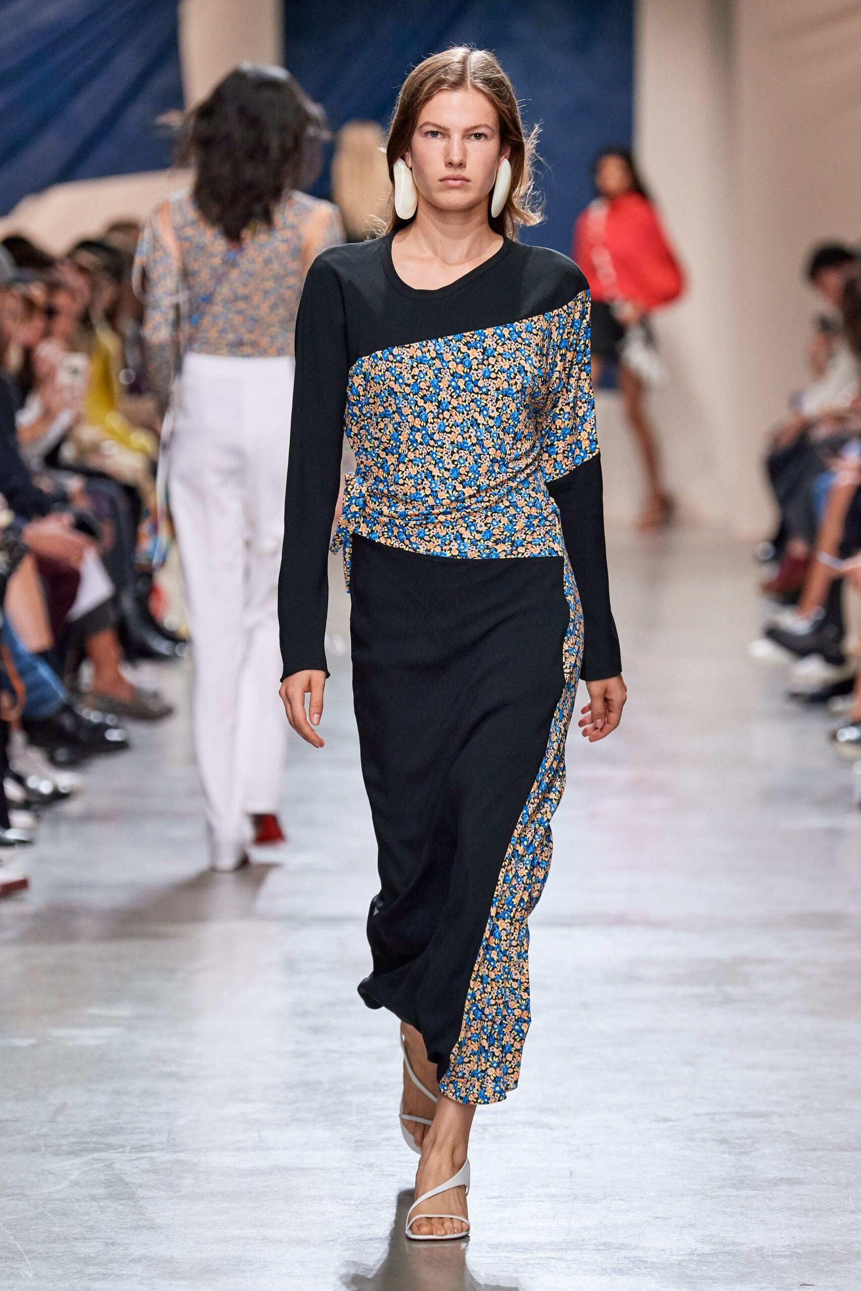 black floral asymmetric dress