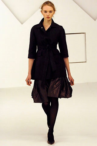 black fitted coat and dress