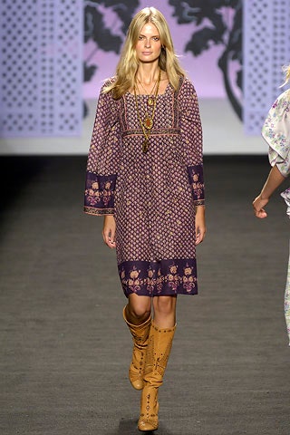 purple cotton long-sleeve collared relaxed embroidered tiered dress