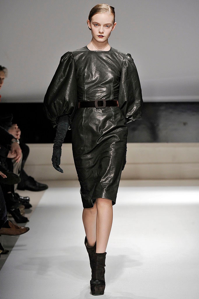 black leather fitted dress