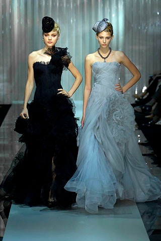 black and white flowing gowns