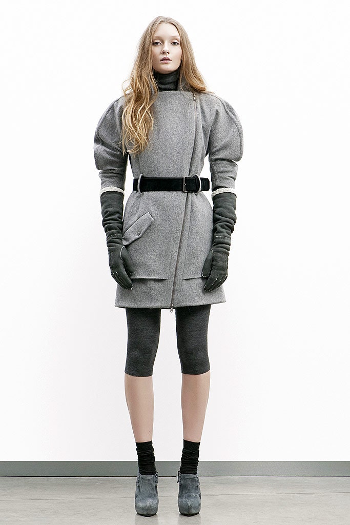 gray wool fitted coat