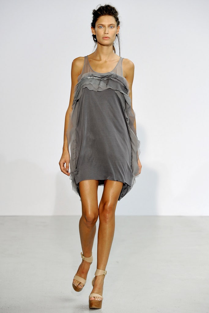 gray silk sleeveless dress