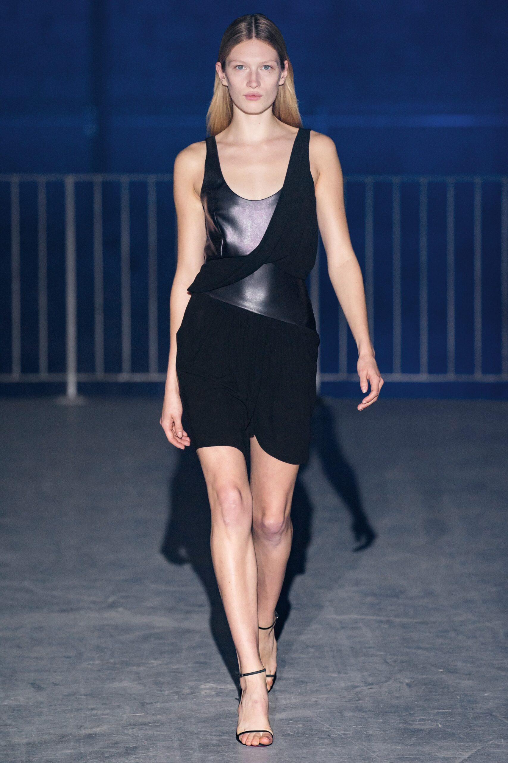 black leather fitted mini dress