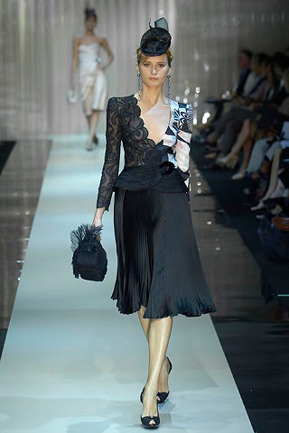 black silk fitted dress with hat