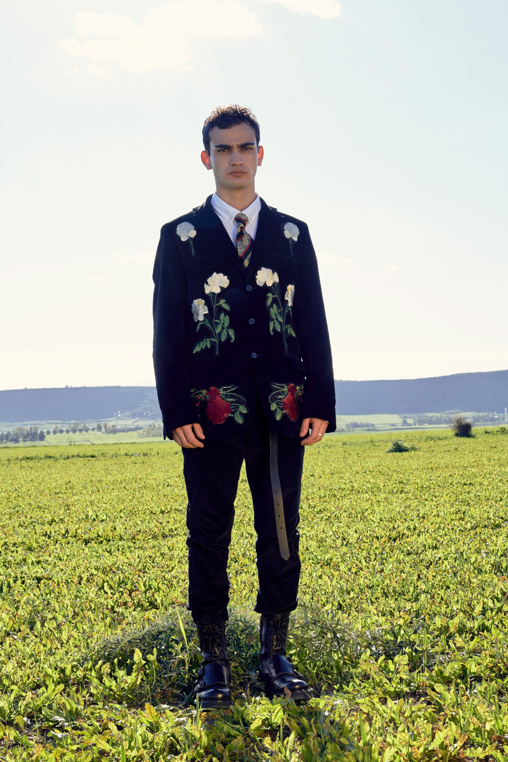 black embroidered blazer with pants