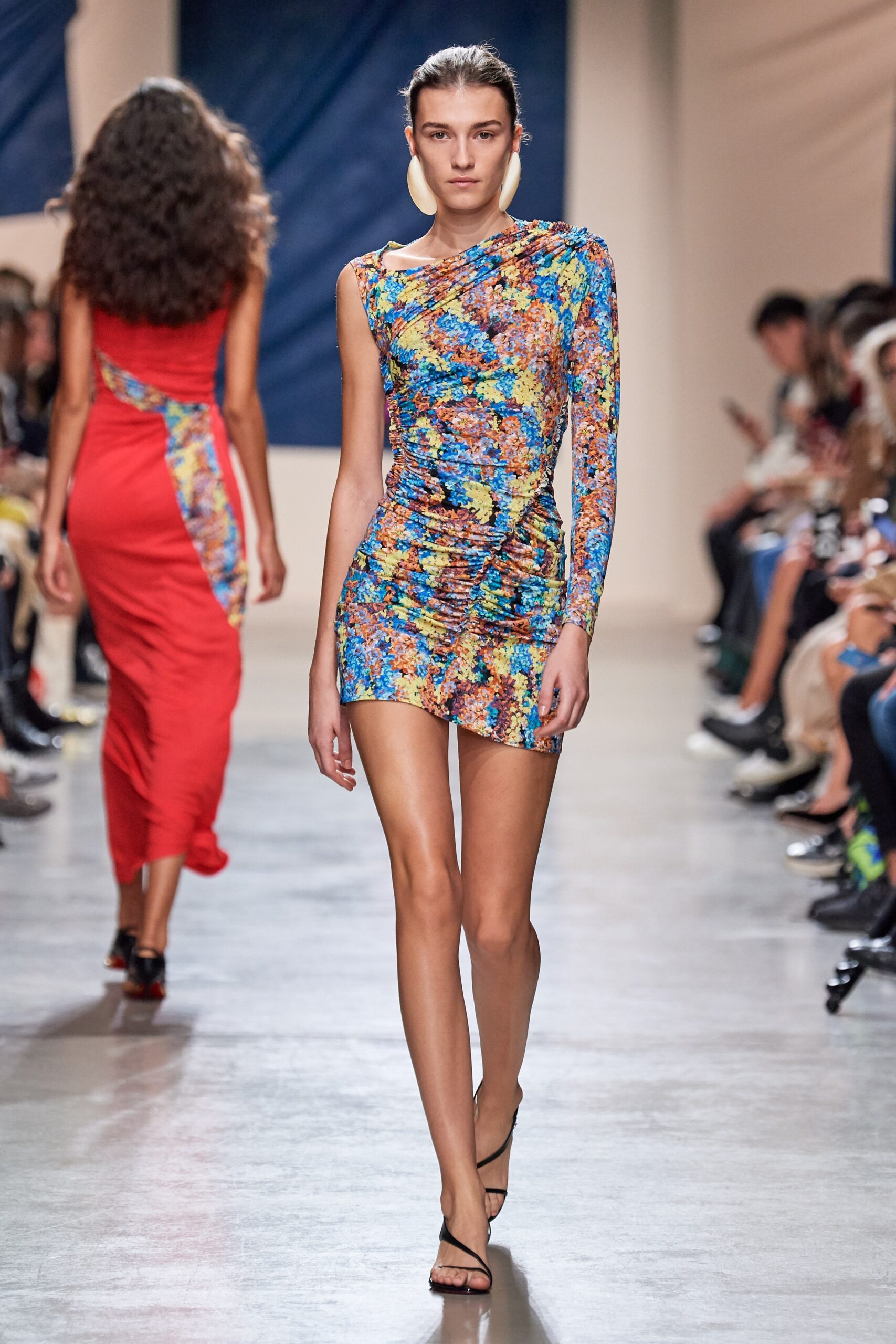 multi-colored fitted mini dress
