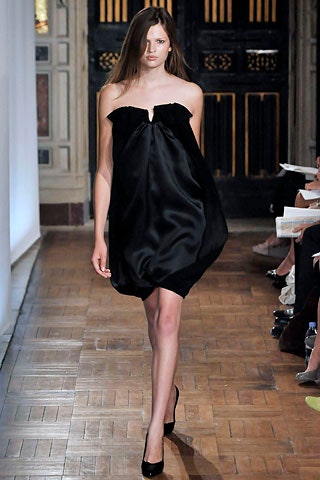black silk strapless dress