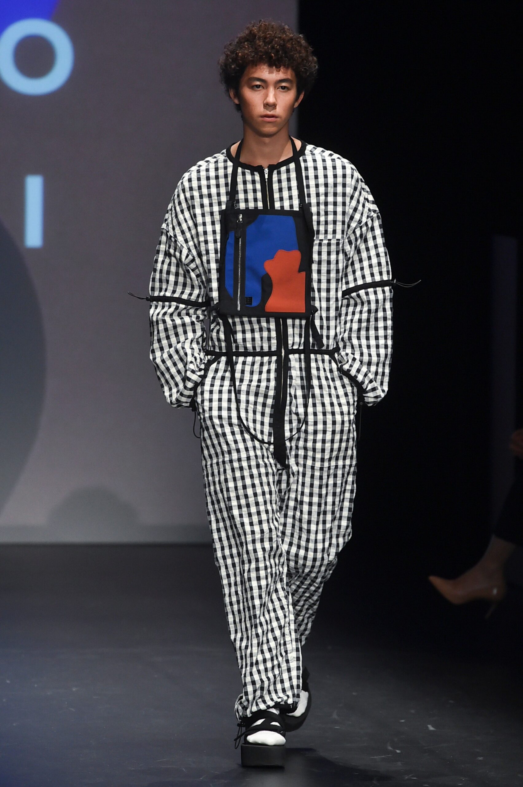 black and white checked jumpsuit