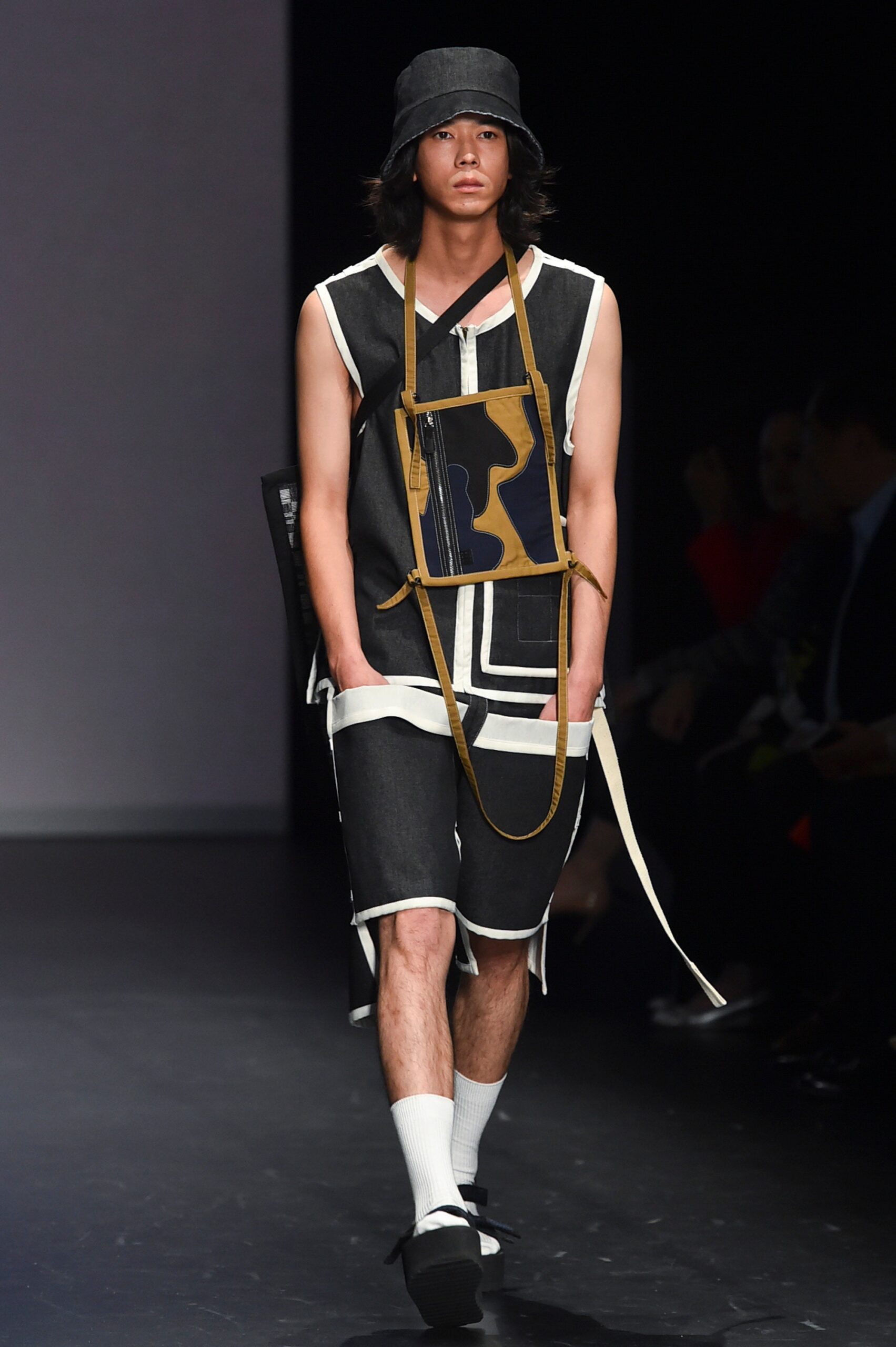 black and white color-blocked top with shorts