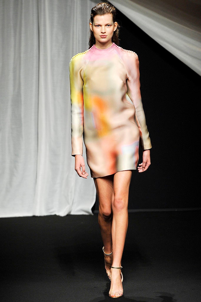 multi-colored fitted mini dress