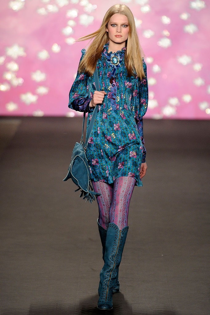 blue silk long-sleeve collared fitted floral pleated dress