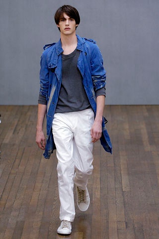 blue denim jacket with gray shirt