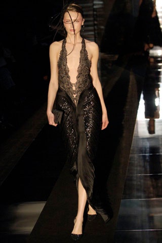 black silk sequin gown