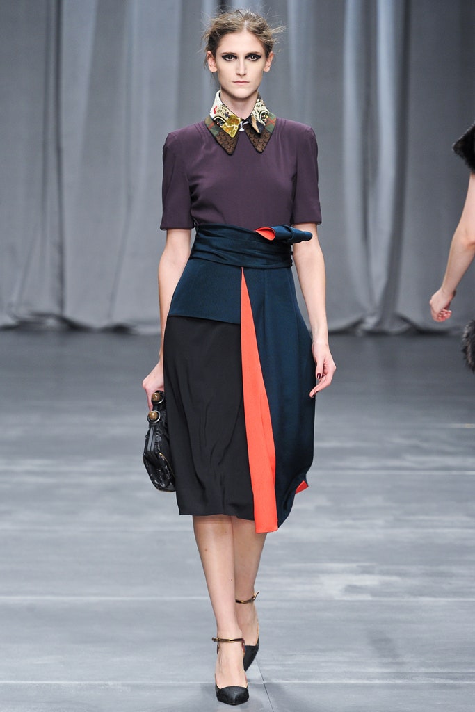 color-blocked midi dress with bag