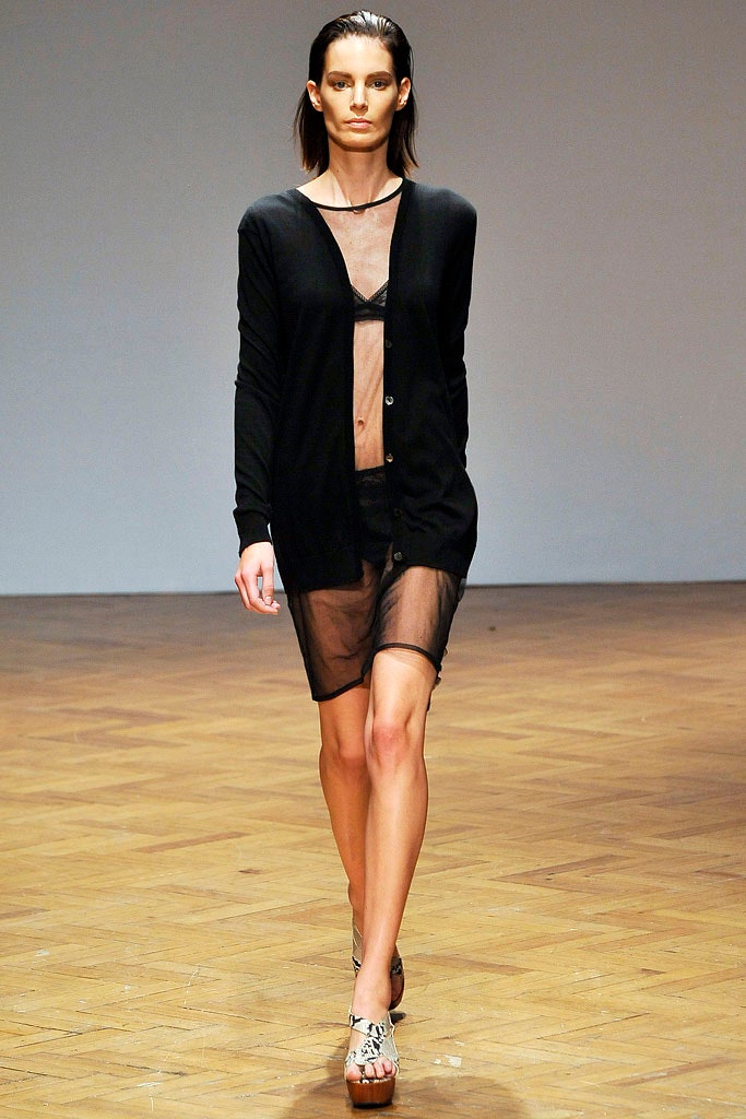 black cardigan and fitted dress