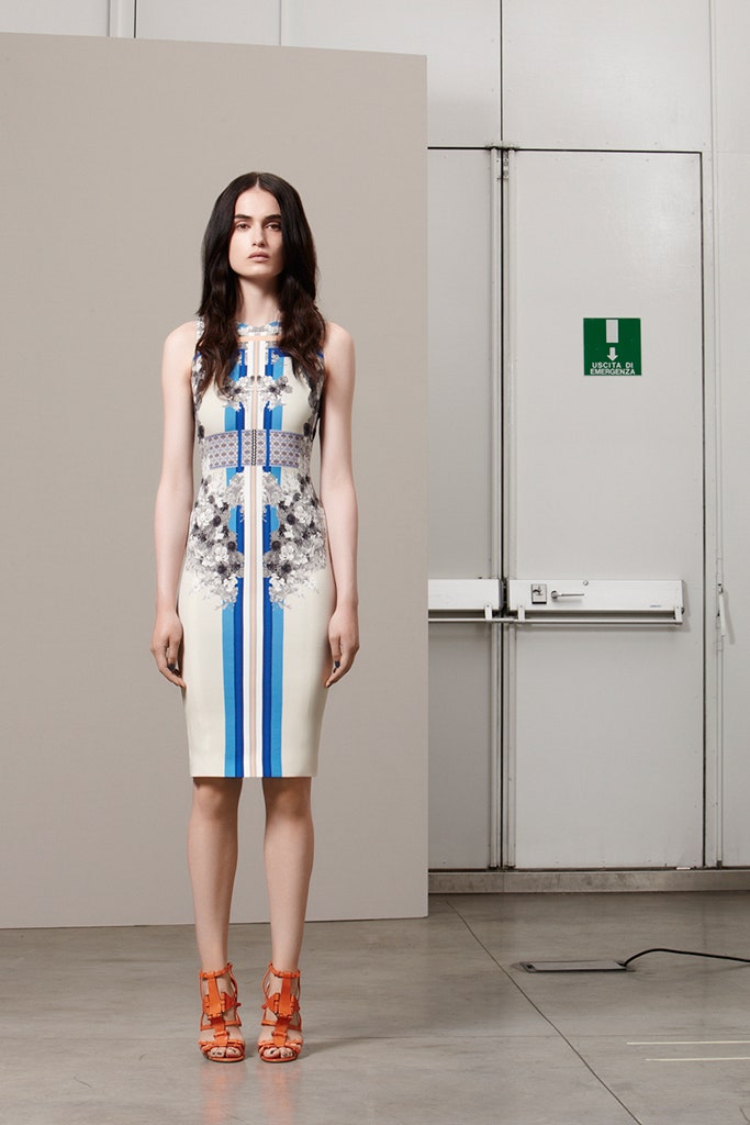 fitted white and blue midi dress