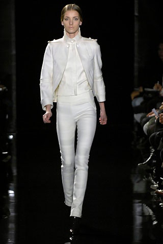white fitted jacket and pants