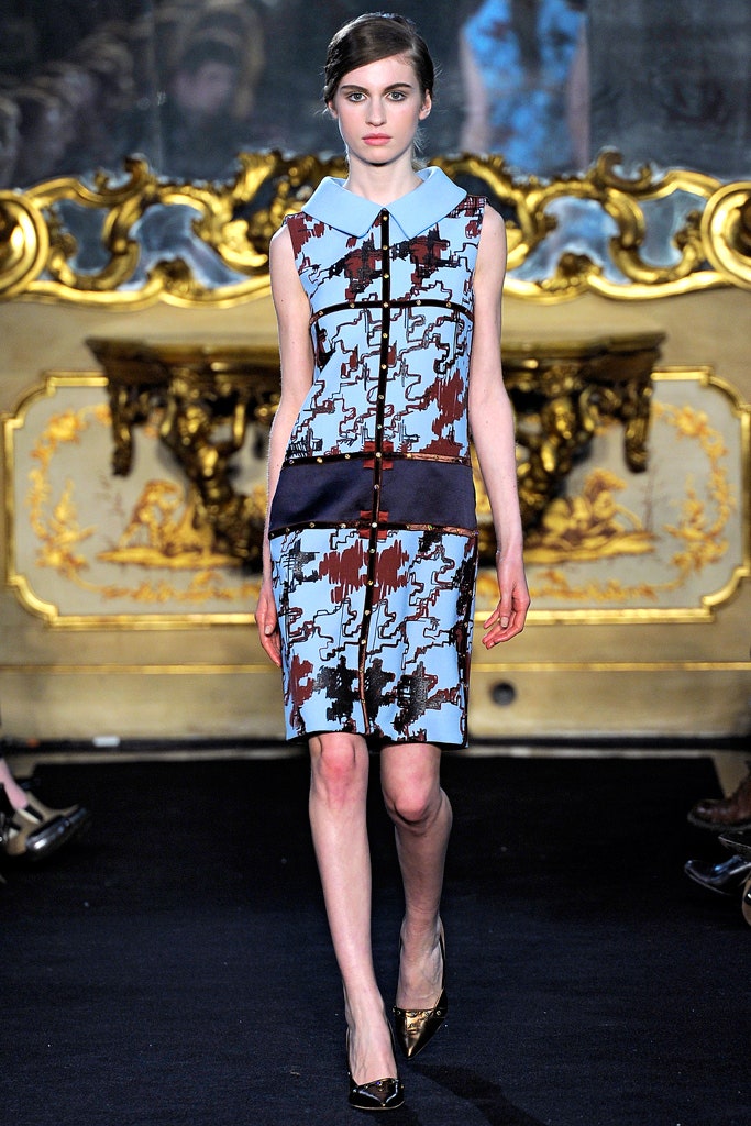 blue printed sleeveless dress