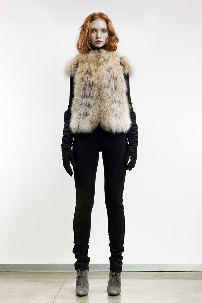 brown fur sleeveless fitted layered vest