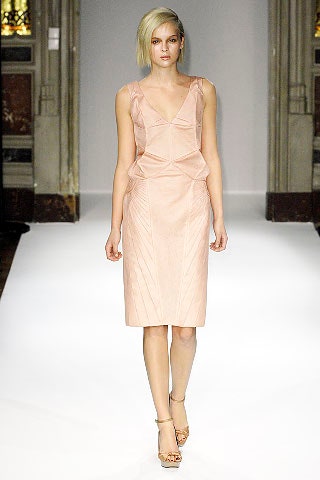 fitted pink leather dress