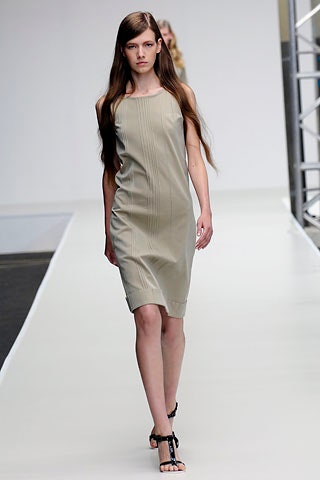 beige leather sleeveless dress
