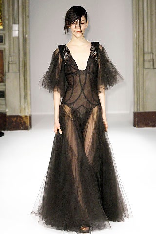 black sheer tulle gown