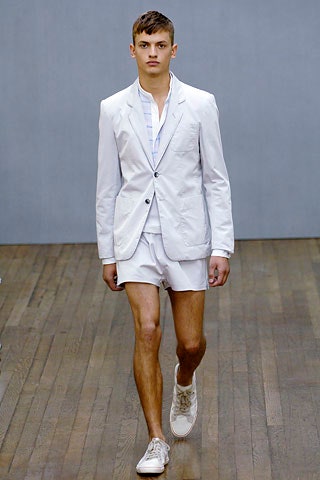 white tailored suit with shorts
