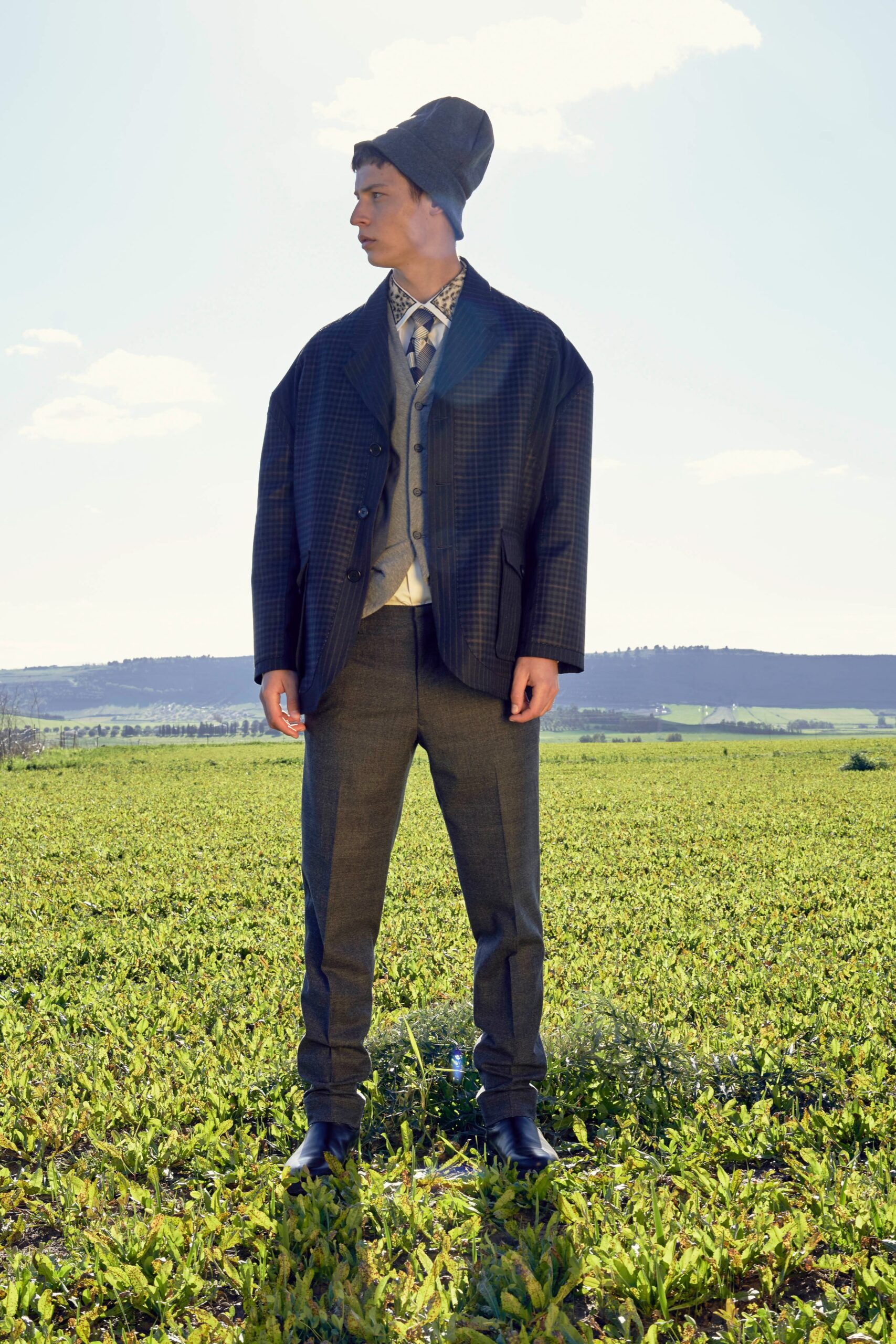 gray wool tailored vest