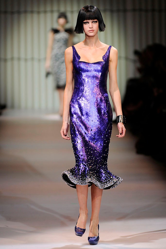 fitted purple silk dress