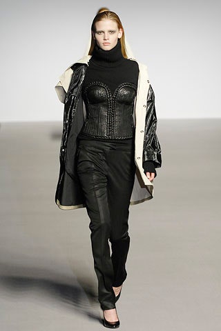 black leather corset with coat