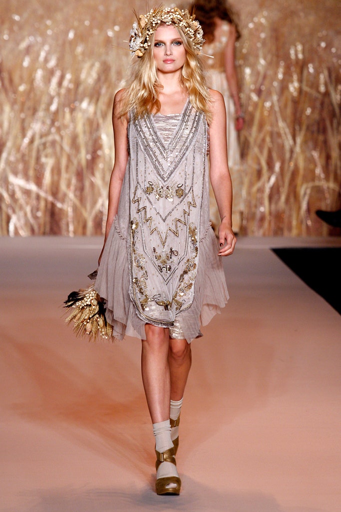 beige silk sleeveless dress