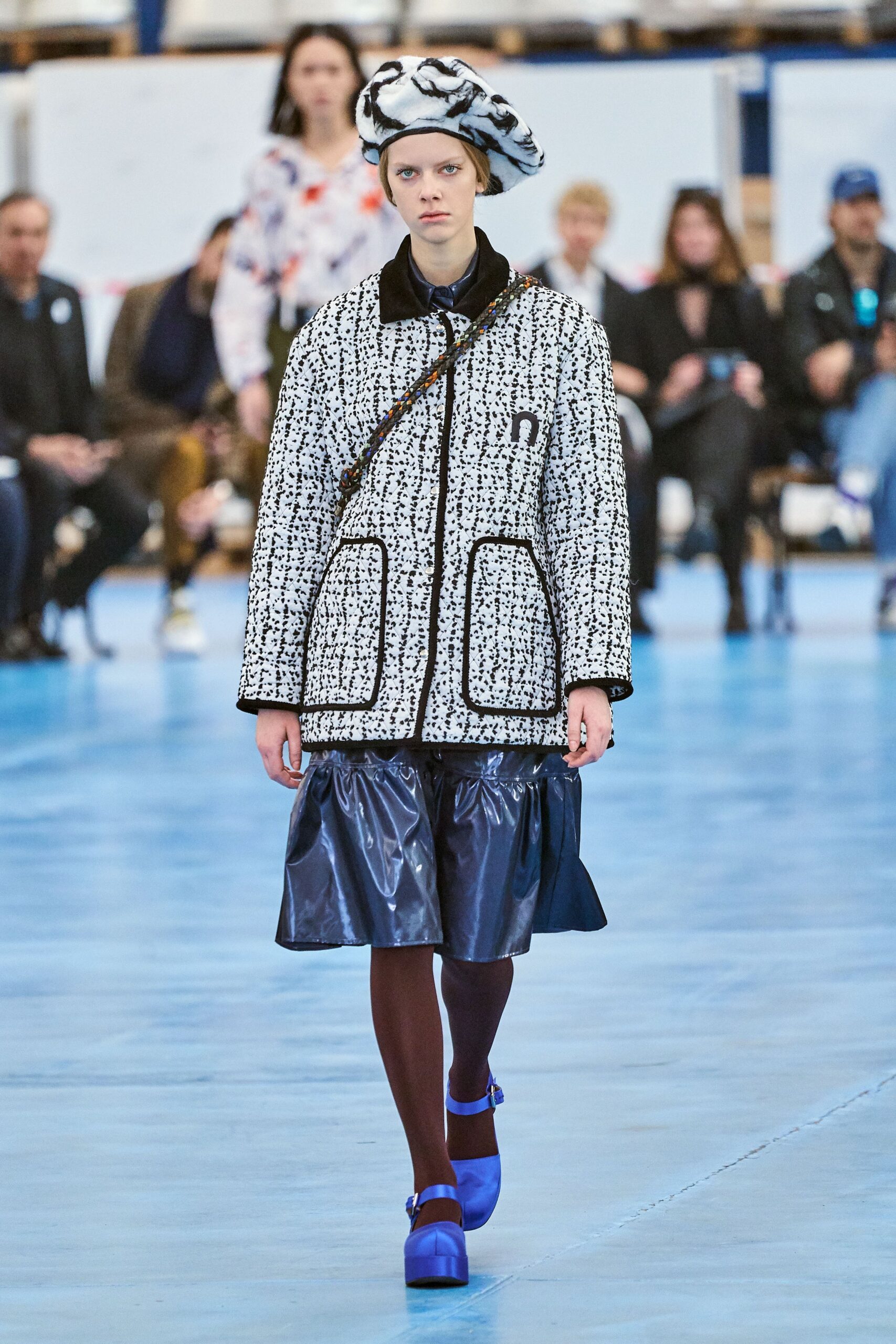 oversized black and white coat