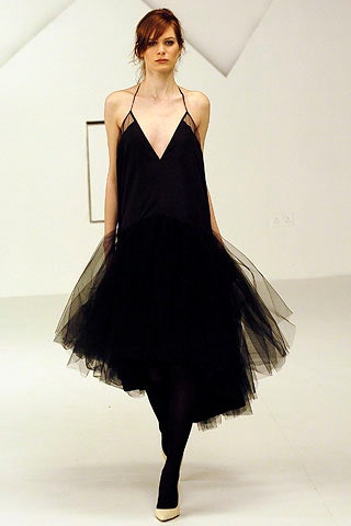 black silk tulle midi dress